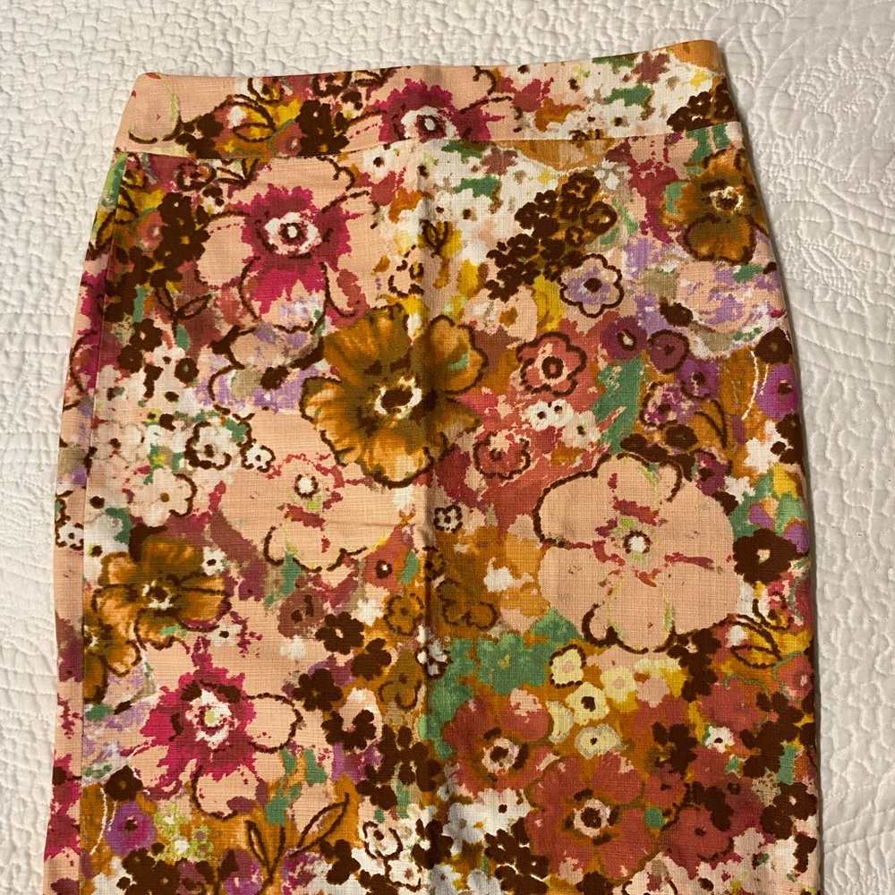 J. Crew Floral Print Midi Straight Skirt
